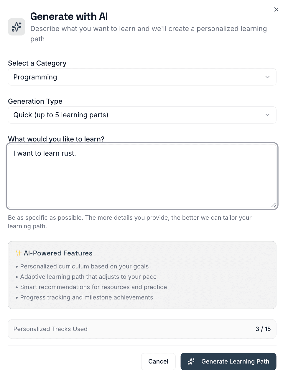 Step 3: Describe what you want to learn